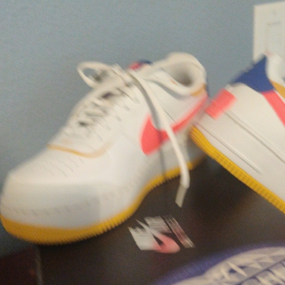 Nike Women's White, Red, and Yellow Sneakers - Picture 3 of 8